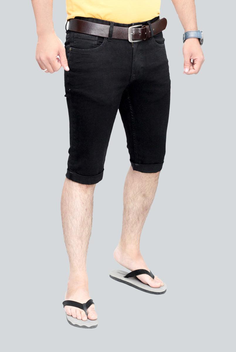 Long black denim shorts best sale