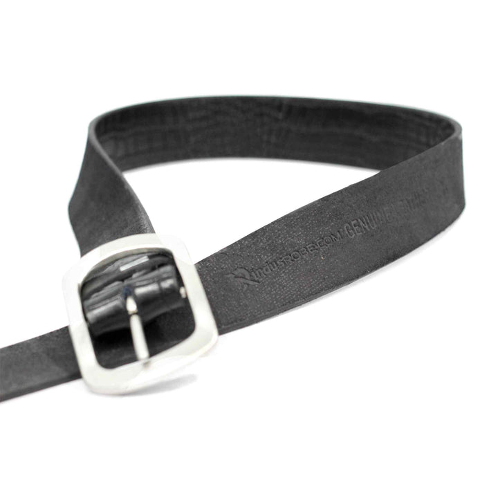 Black Leather Texture Belt with Silver Buckle - IndusRobe
