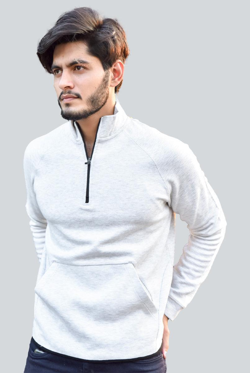 Shop Stylish White Mock Neck Zipper Hoodie For Men – IndusRobe