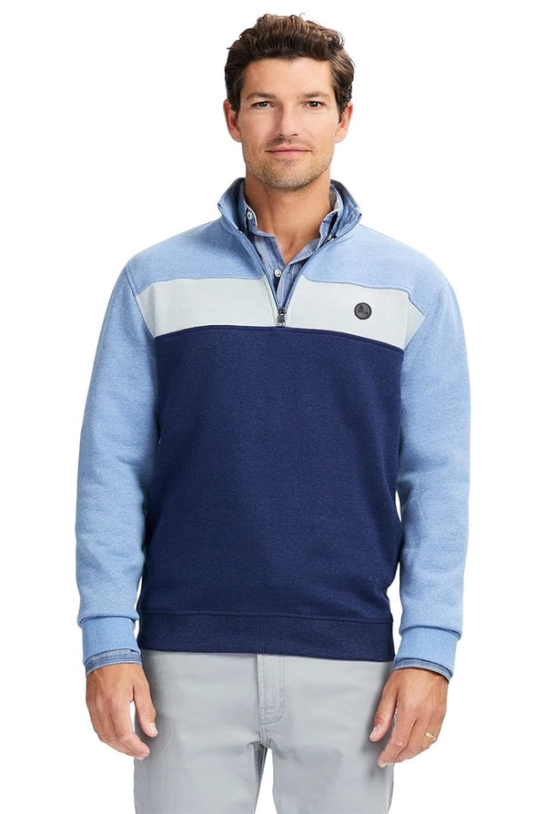 Premium Dark Blue & Multicolor Fleece Sweatshirt with Quator Zip