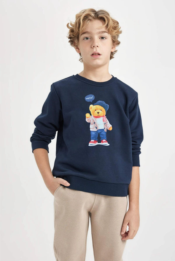 Bear Printed Fleece Sweatshirt For Boys | Designed for Fun | IndusRobe