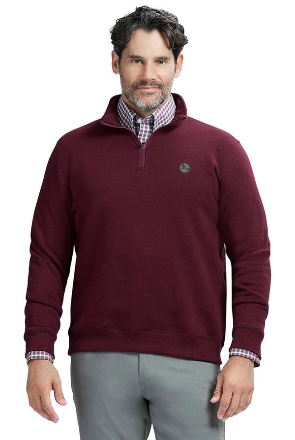 Men's Maroon Quator Zipper Fleece Sweatshirt | Indusrobe