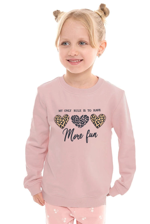 Girls' Dusty Pink Sweatshirt – With Beautifull Hearts Printing | Indusrobe