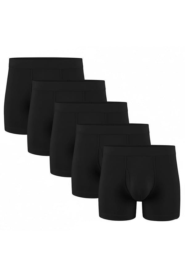 Men's 5-Pack Cotton Boxer Briefs – Soft, Breathable, Stretch Waistband, Comfortable Mid-Rise Underwear Multipack (Black and White)