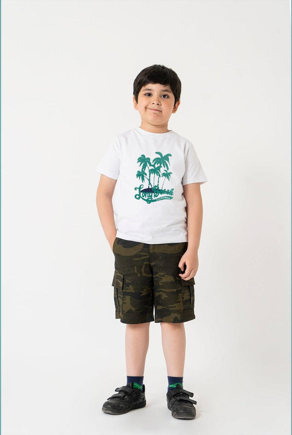 White Printed Boy's T-Shirt - IndusRobe