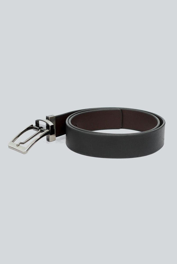 Black & Brown Double Side Leather Belt with Chorome Buckle