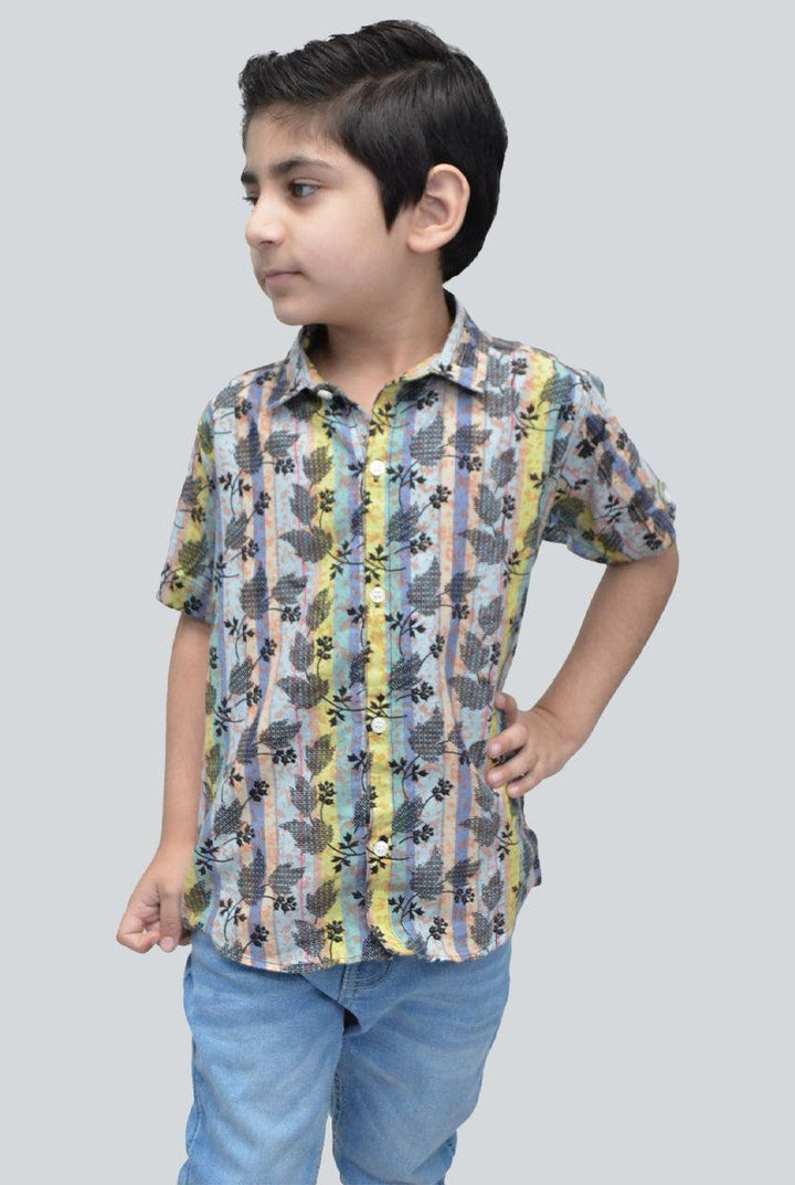 Black floral casual shirt for kids
