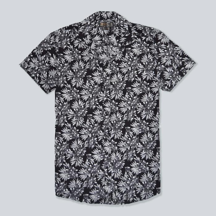 Black Floral Print Casual Shirt for Men