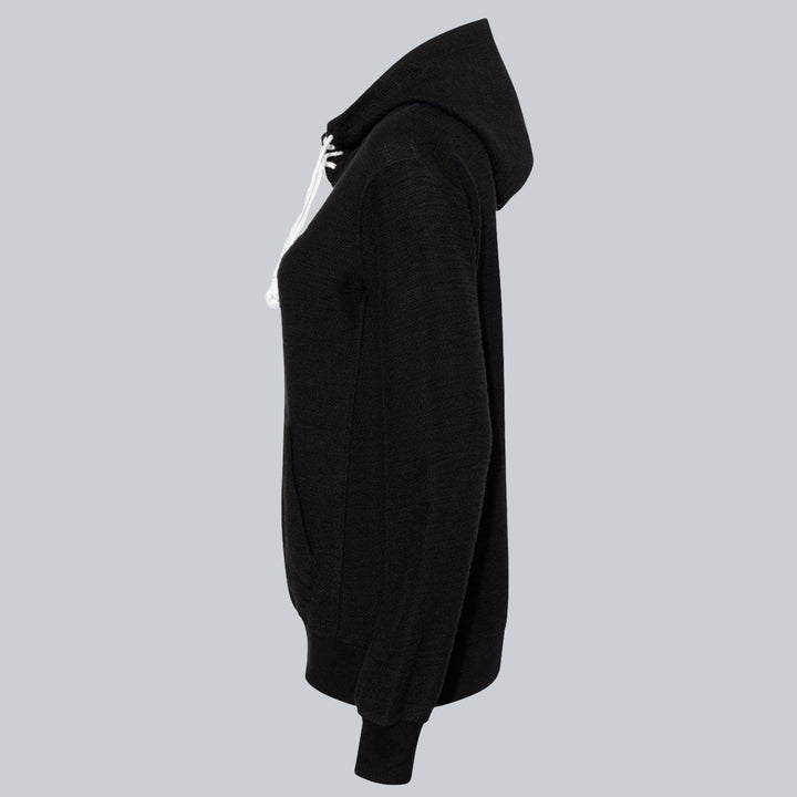 Black French Terry Fabric Hoodie for Women - IndusRobe