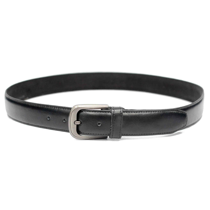 Black Leather Belt with Silver Buckle - IndusRobe