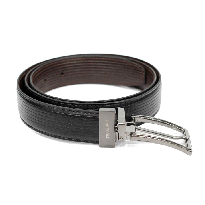 Black Lining Leather Belt with Grey Buckle - IndusRobe