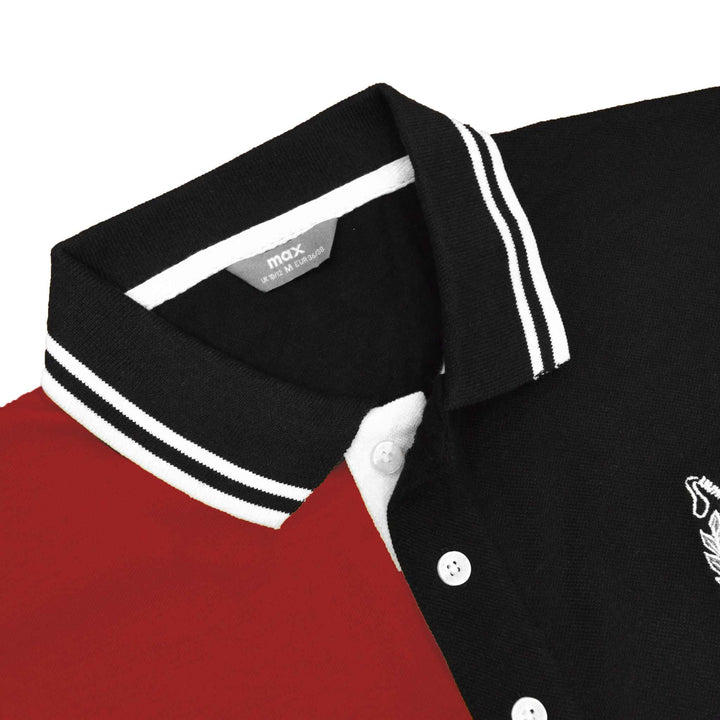 Maroon & Black Paneled Polo Shirt for Men