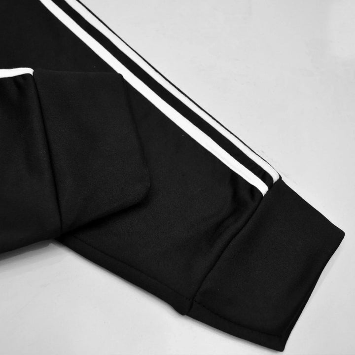 Black Track Suit for Men with Royal Blue & White Panel (Trenda Fleece) - IndusRobe