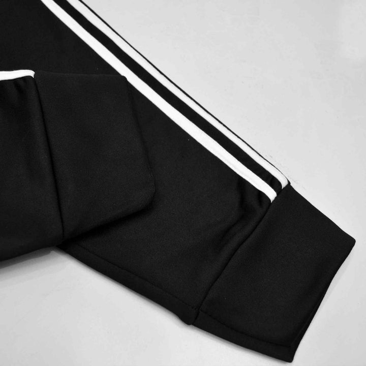 Black Track Suit for Men With White&Royal Blue Panel (Trenda Fleece) - IndusRobe