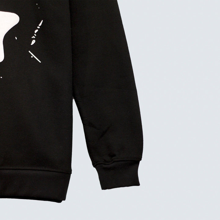 Black With Star Print Sweatshirt for Girls (Fleece)