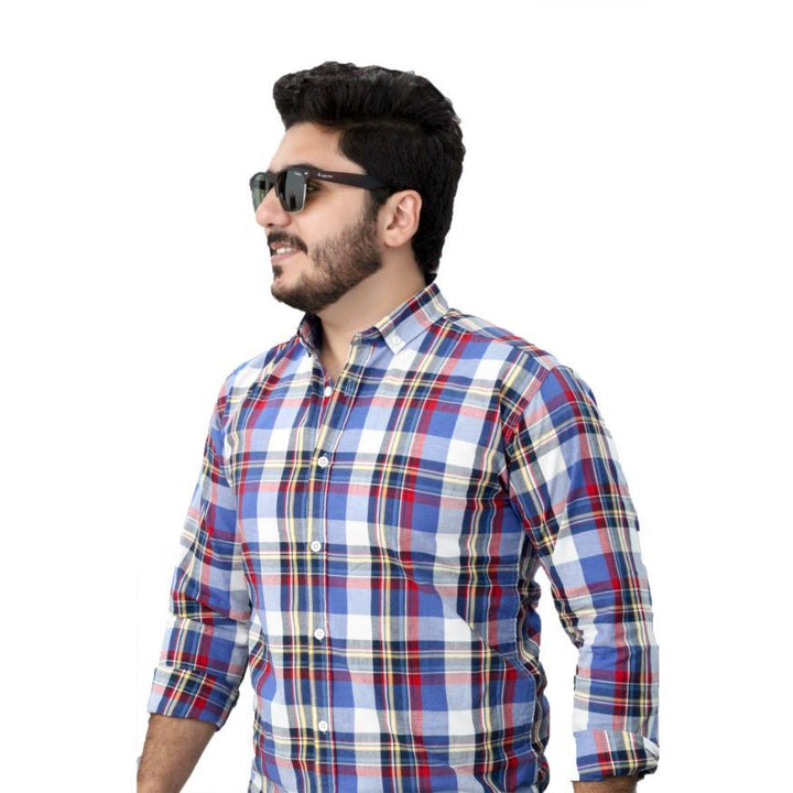 Blue Check Shirt - Multi Check Printed Shirt for Men - IndusRobe