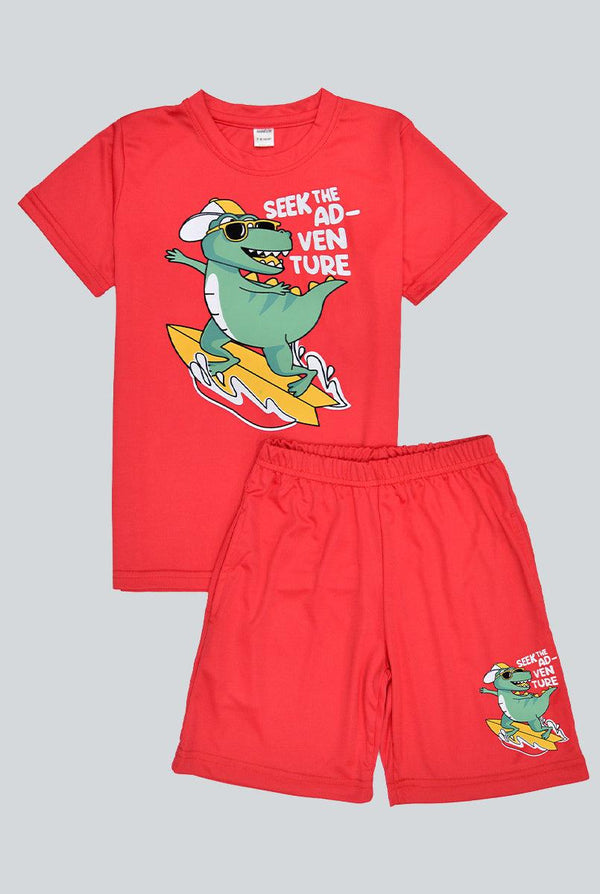 Red Dri-Fit Summer Suit for Boys - IndusRobe