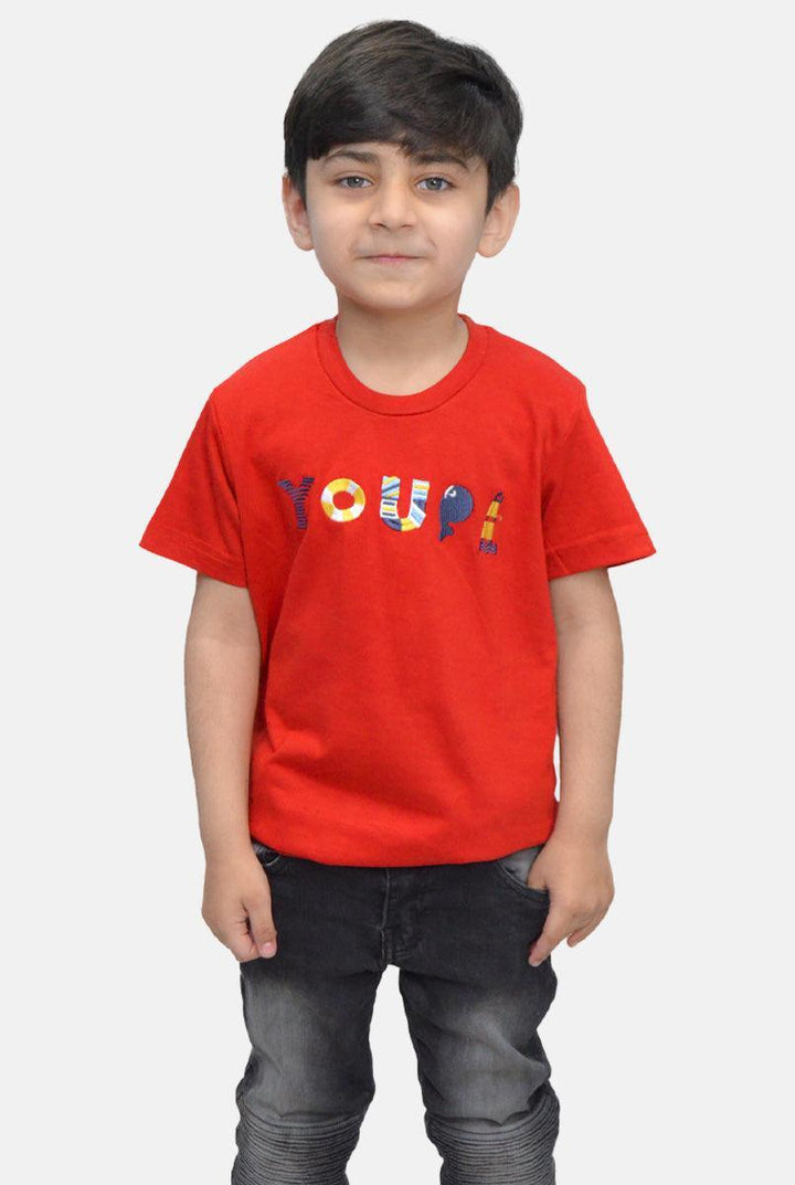 Red Printed T-Shirt for Boys