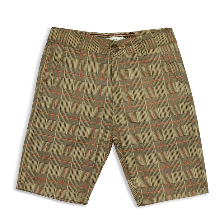 Light Brown Check Cotton Short for Kid
