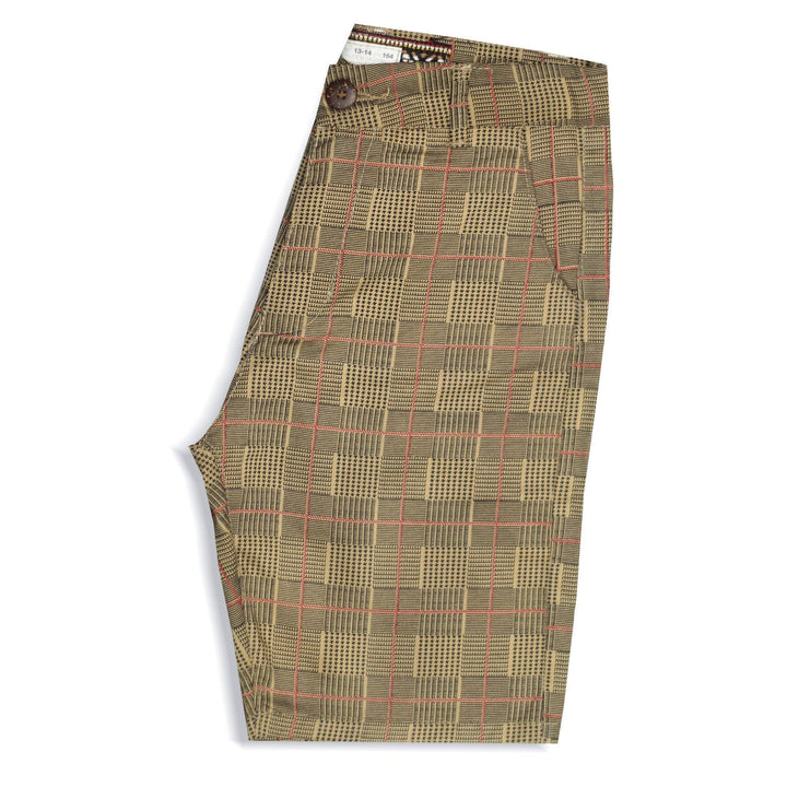 Light Brown Check Cotton Short for Kid