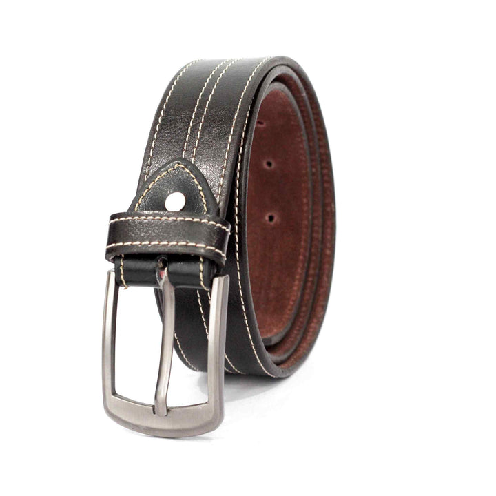 IR Dark Brown Leather Belt with Grey Buckle - IndusRobe