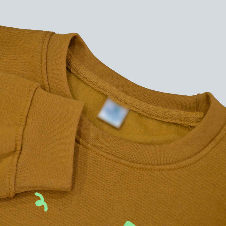 Brown Printed Sweatshirt for Boys (Fleece) - IndusRobe