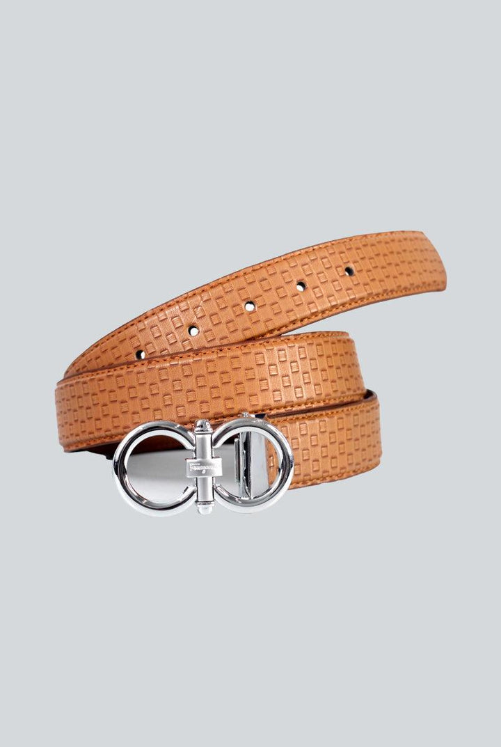 Brown Self Style Leather Belt with Chrome Buckle