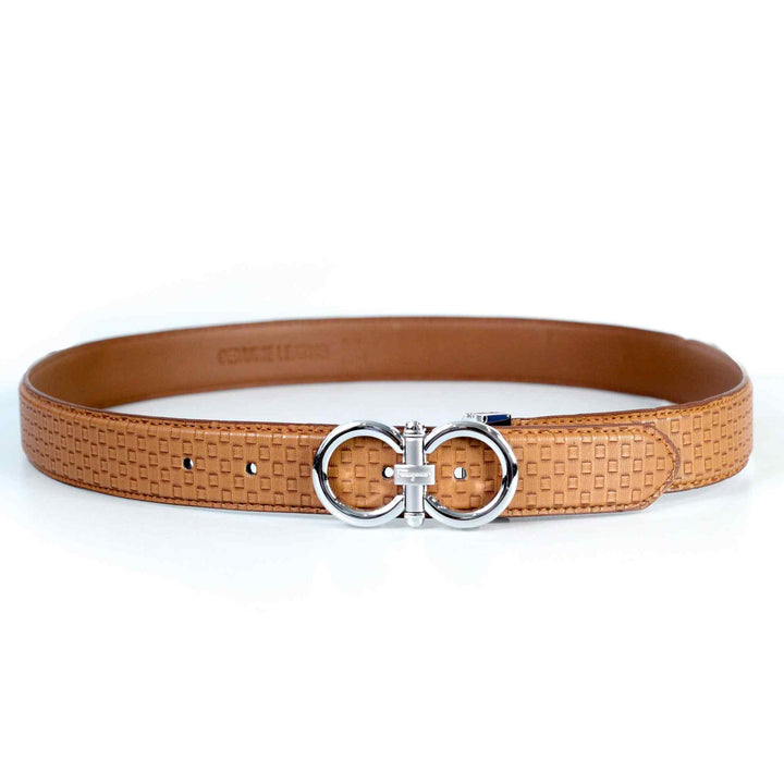 Brown Self Style Leather Belt with Chrome Buckle - IndusRobe