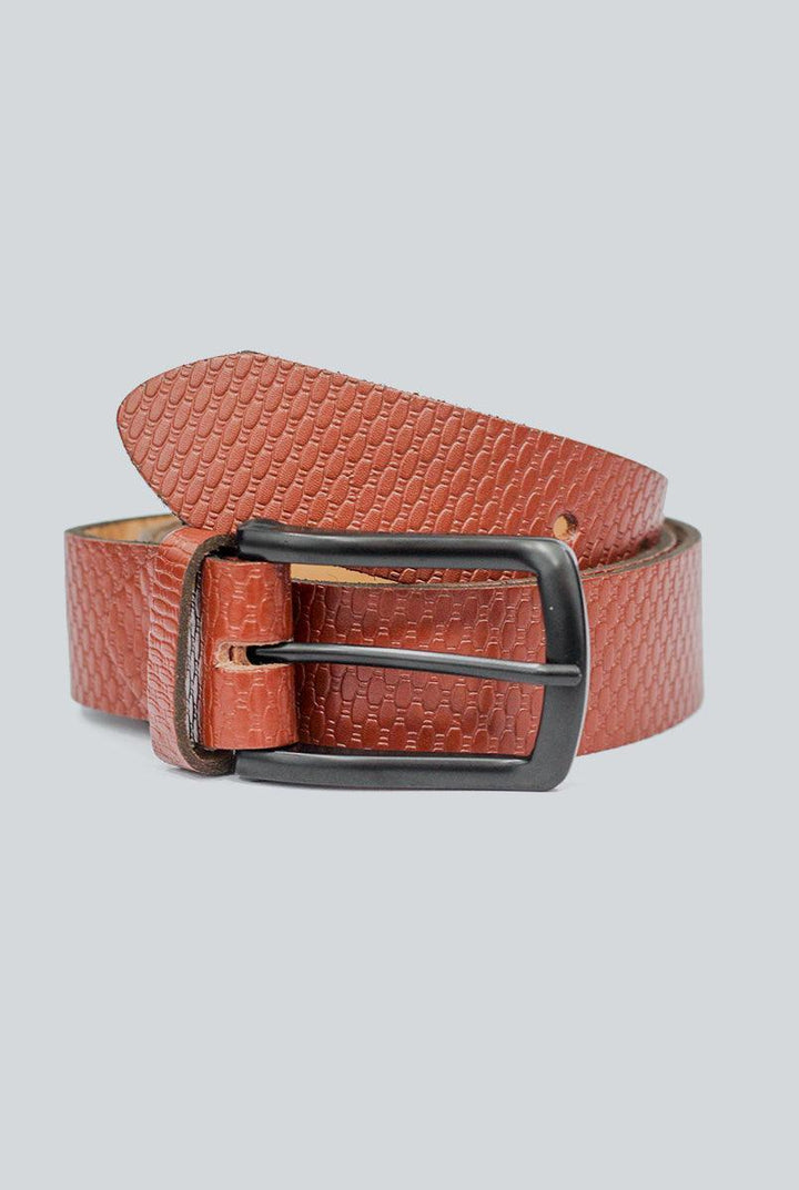 Brown Self style Leather Belt with Mat Black Buckle
