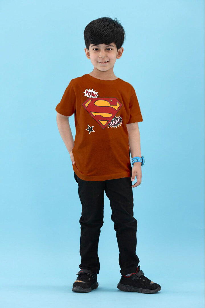 Brown Printed T-Shirt for Boys