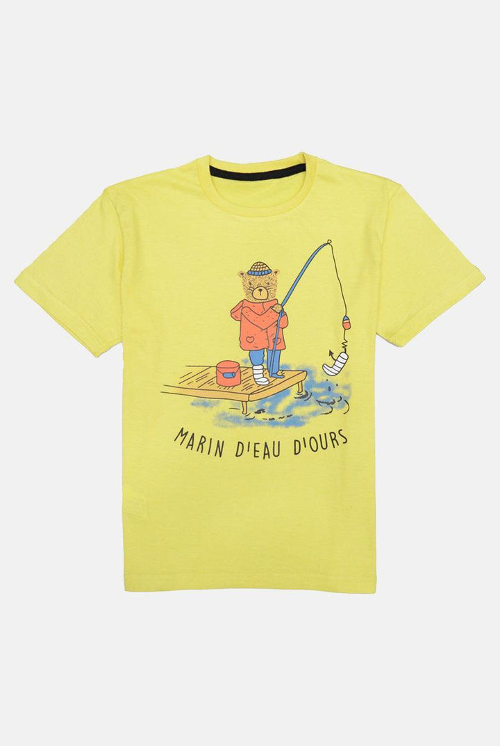 Lemmon Yellow Printed T-Shirt for Boys