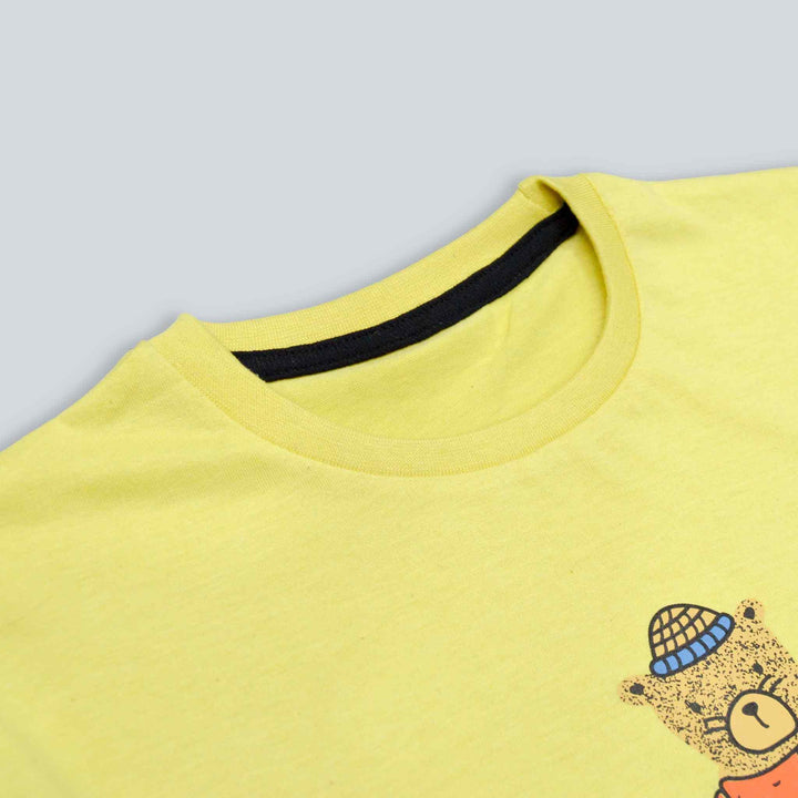 Lemmon Yellow Printed T-Shirt for Boys - IndusRobe