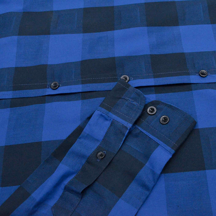 Dark Blue Check Casual Shirt for Men - IndusRobe