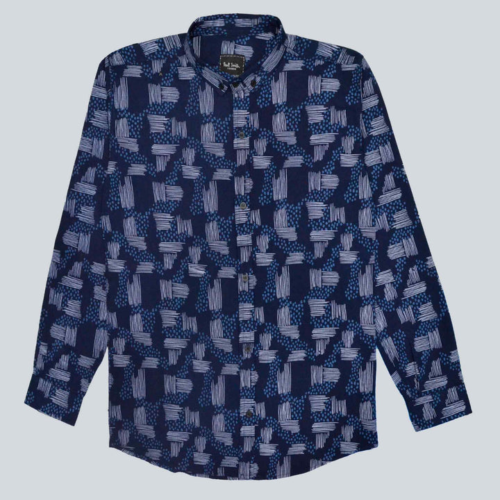 Dark Blue Shirt - Printed Casual Shirt for Men - IndusRobe