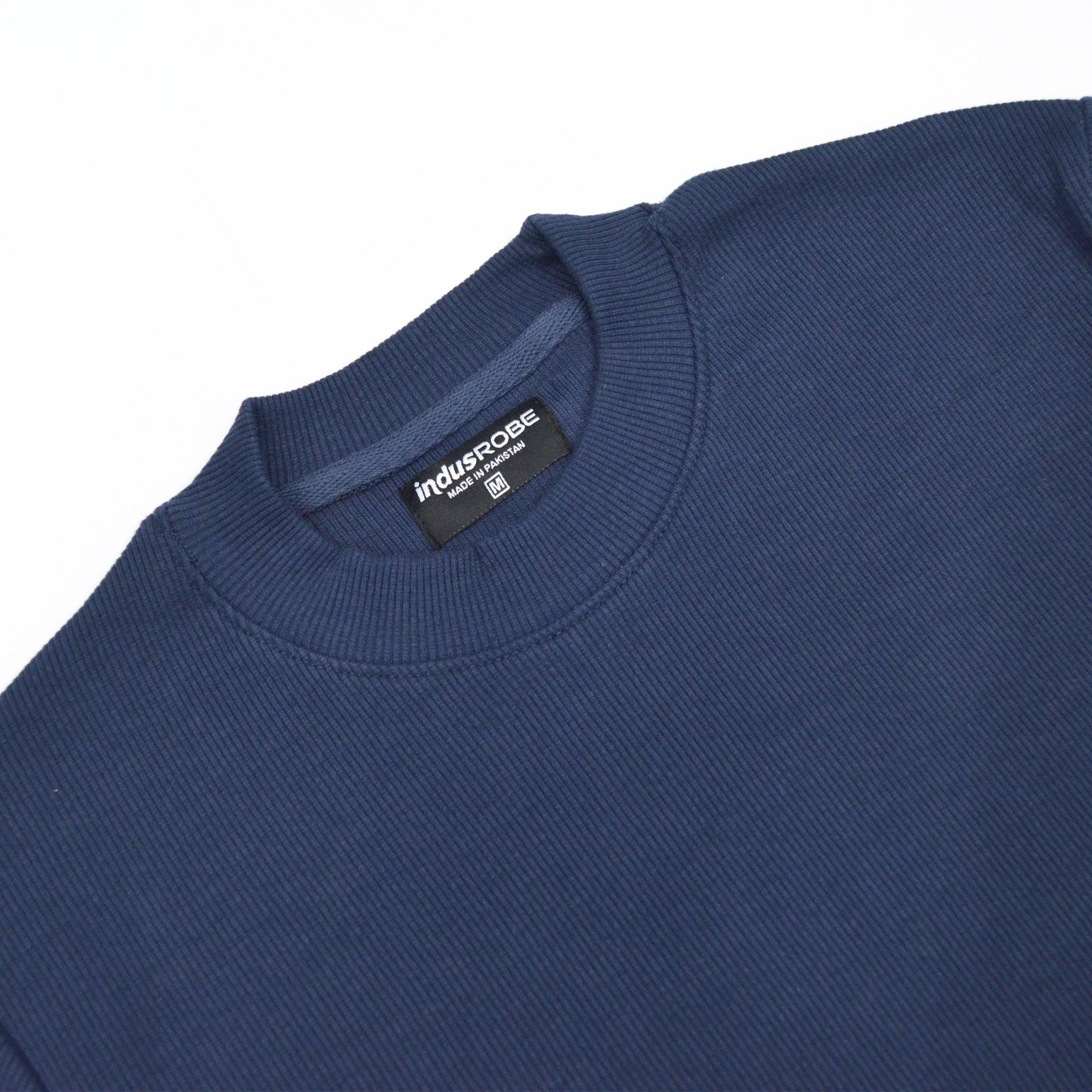Dark Blue Mock Neck Sweatshirt Dive into Comfort and Style