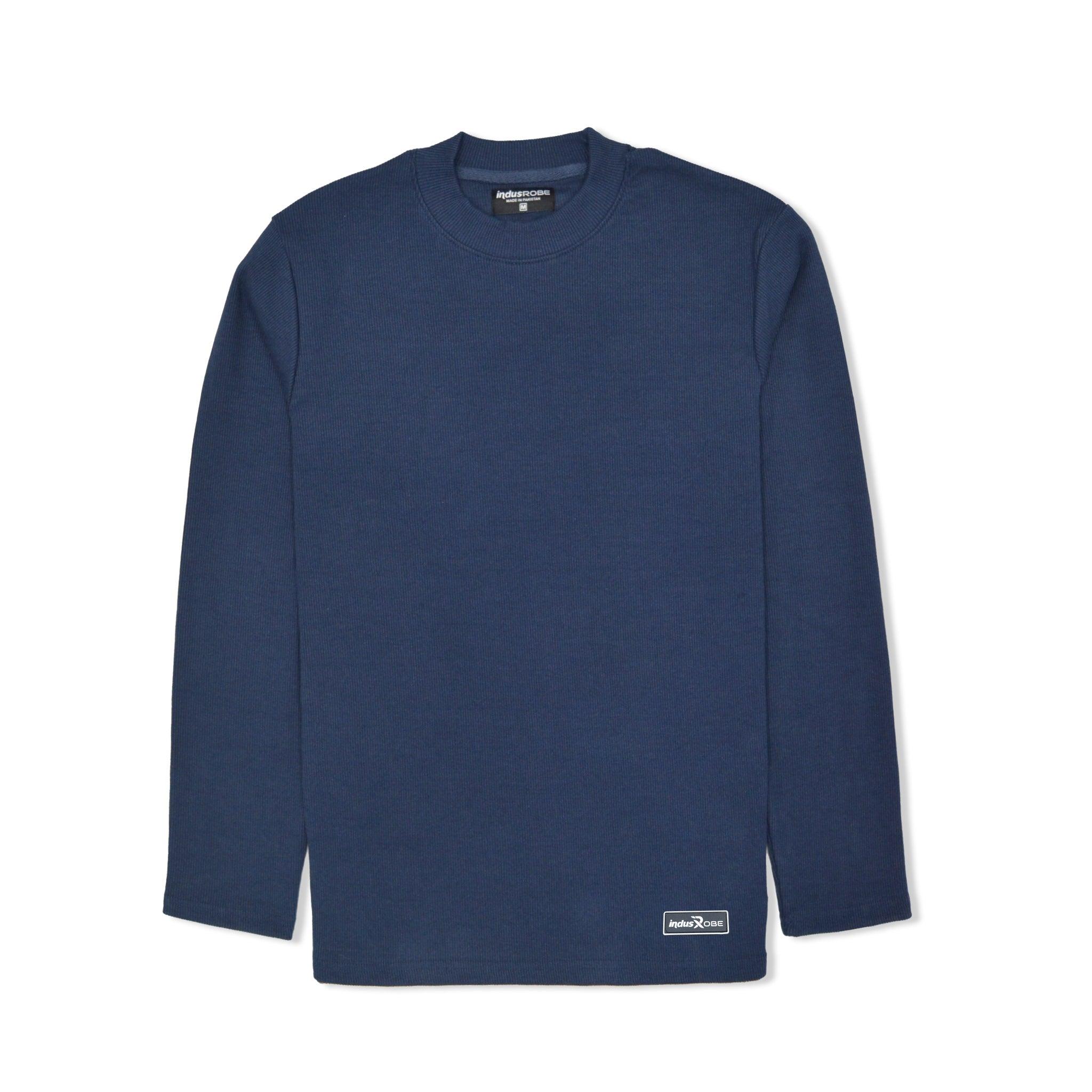 Dark Blue Mock Neck Sweatshirt Dive into Comfort and Style