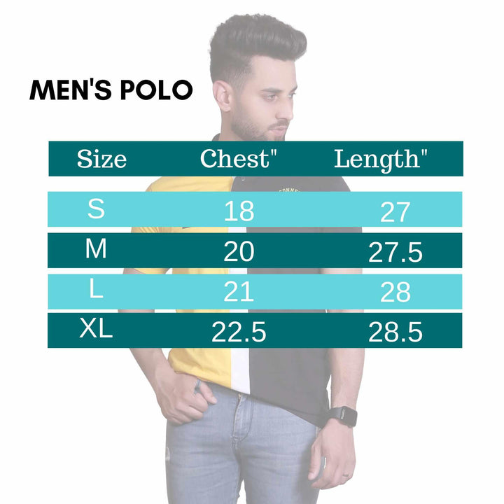 Yellow & Blue Paneled Polo Shirt for Men - IndusRobe