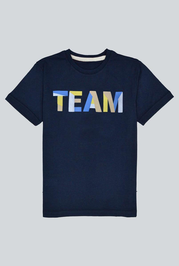 Dark Blue Printed T-Shirt for Boys