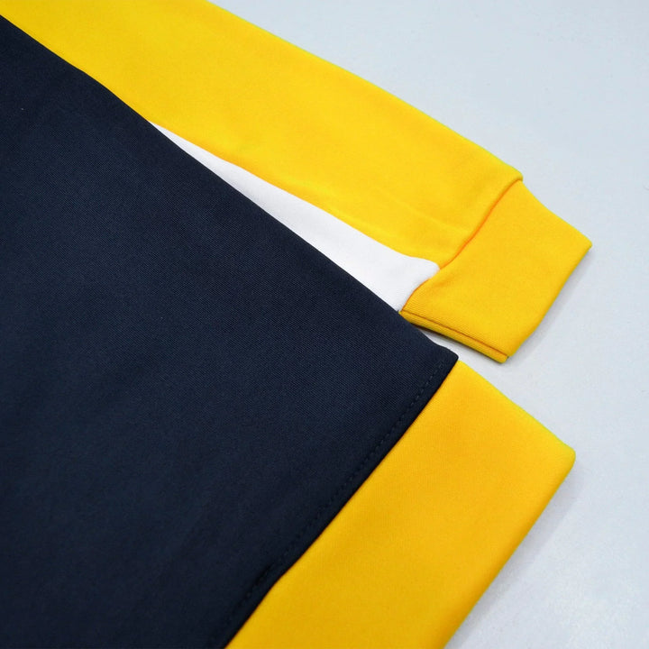 Dark Blue Track Suit for Men with Yellow & White Panel (Trenda Fleece) - IndusRobe