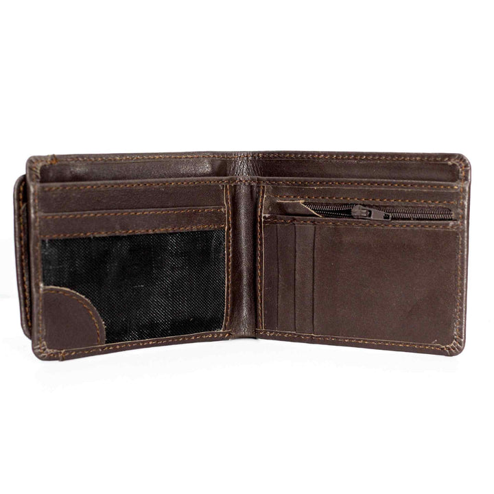 Dark Brown Leather Pocket Wallet for Men - IndusRobe