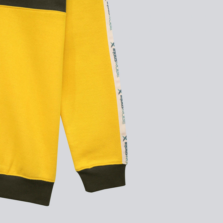 Dark Brown With Yellow Pannel Sweatshirts for Boys (Fleece)