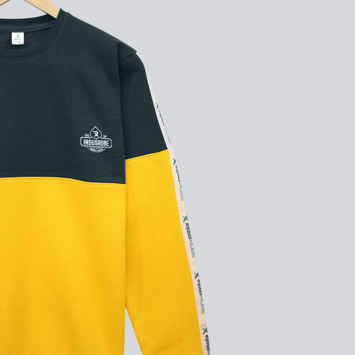 Dark Grey With Yellow Pannel Sweatshirts for Boys (Fleece)