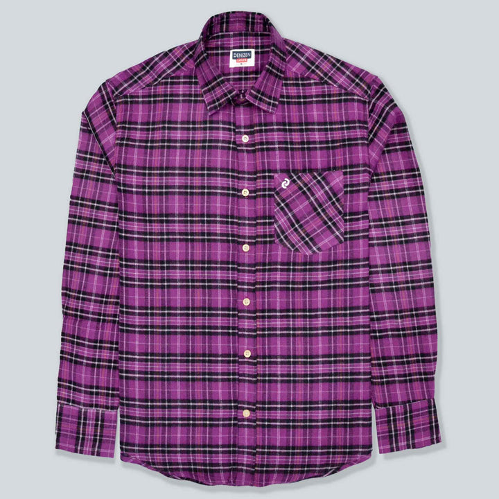 Falalen/Winter Purple Check Shirt for Men - IndusRobe