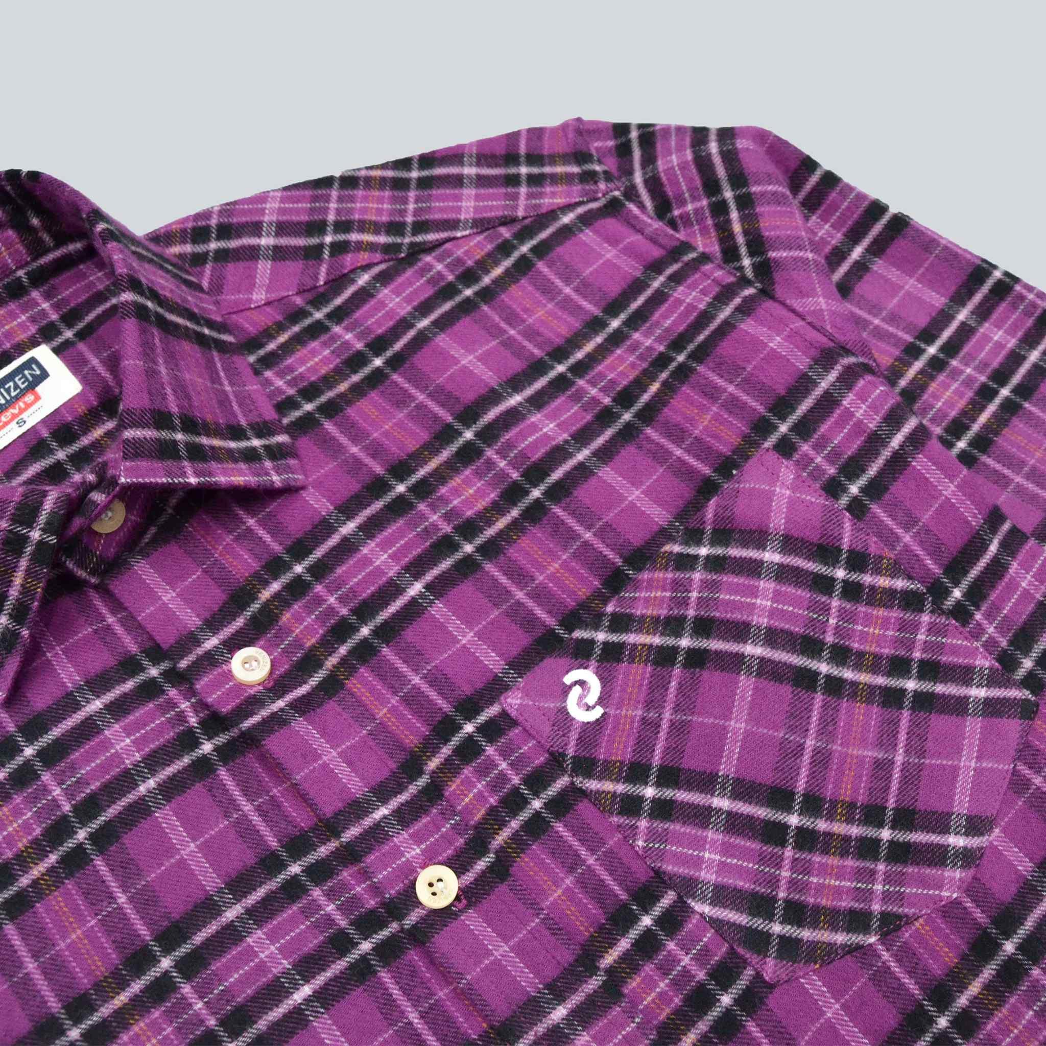 Falalen Winter Purple Check Shirt for Men IndusRobe