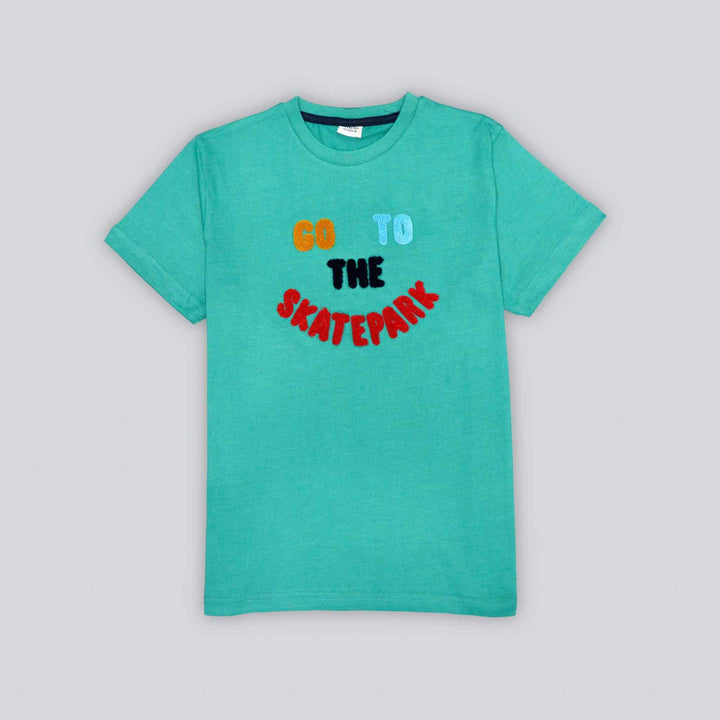 Green Printed T-Shirt for Boys - IndusRobe