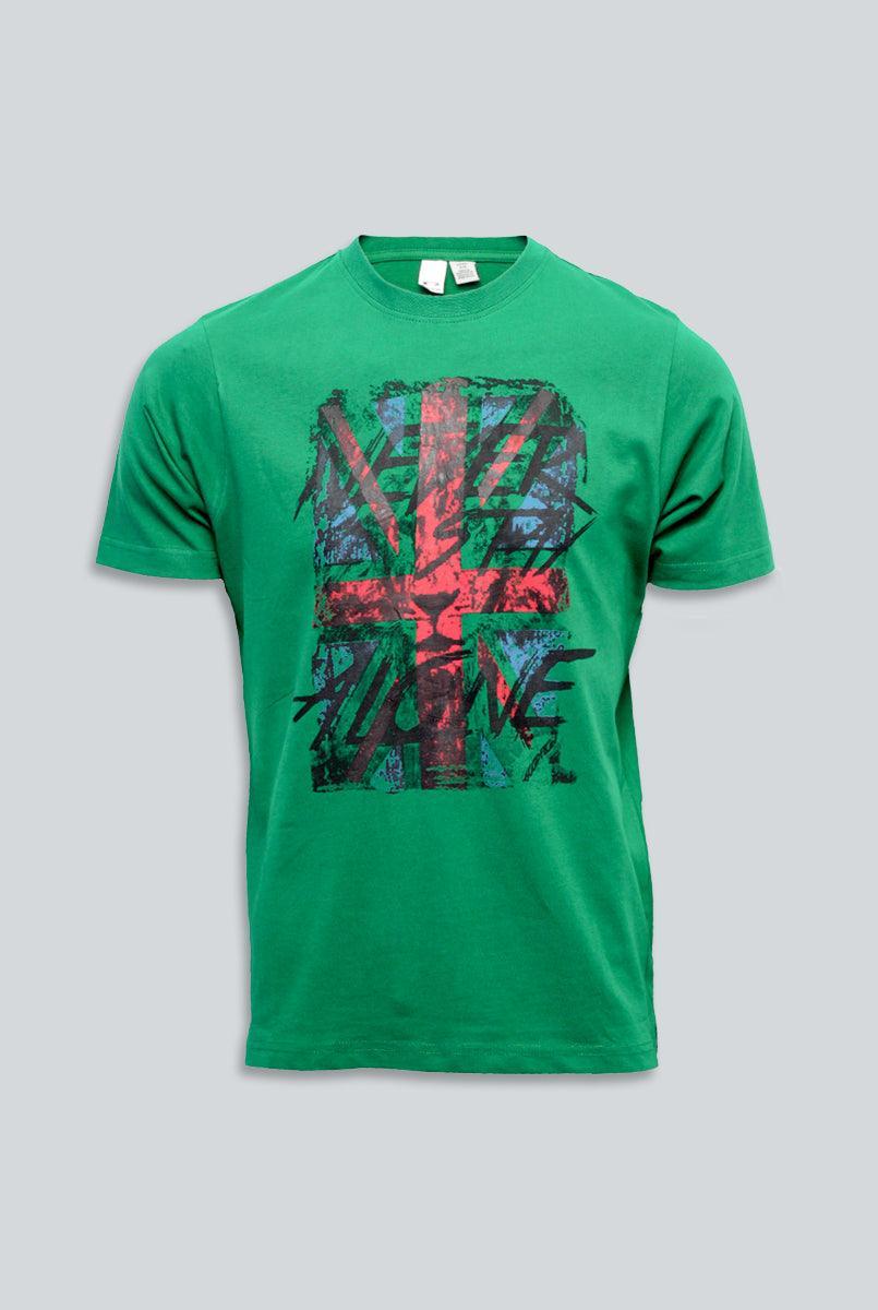 Men's Printed Green Regular Fit T-Shirt