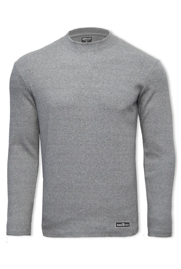 Grey Melange Mock Neck Sweatshirt for Men