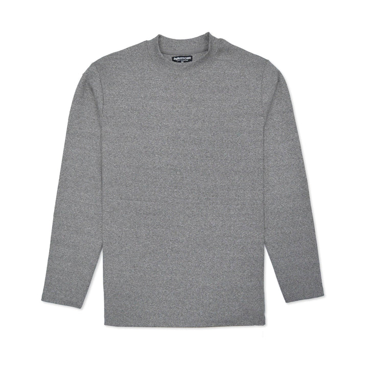 Grey Melange Mock Neck Sweatshirt for Men - IndusRobe