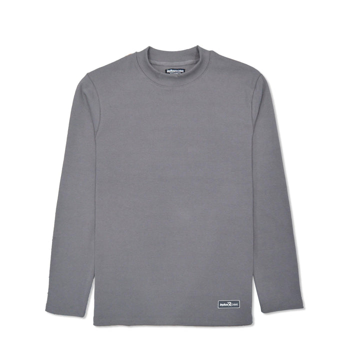 Grey Mock Neck Sweatshirt for Men - IndusRobe