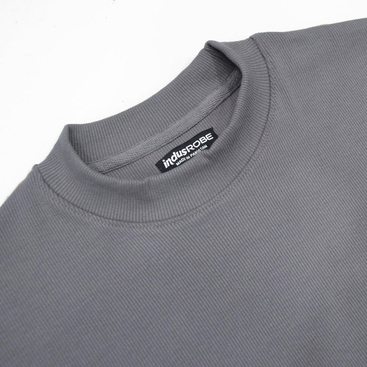 Grey Mock Neck Sweatshirt for Men - IndusRobe